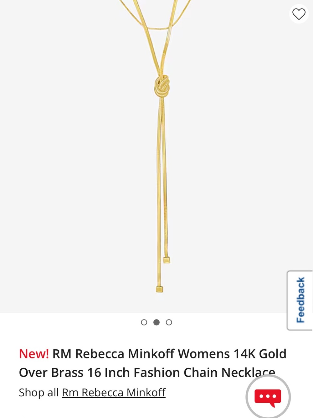 Rebecca Minkoff 14K Gold Knot Lariat Necklace